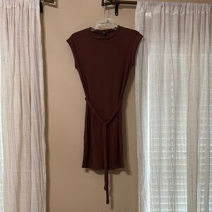 Ribbed Knit Brown Dress